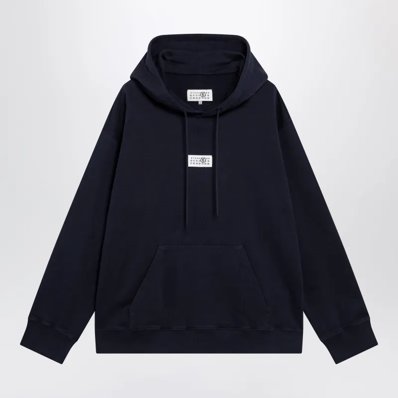 Navy Blue Cotton Hoodie made by Maison Margiela