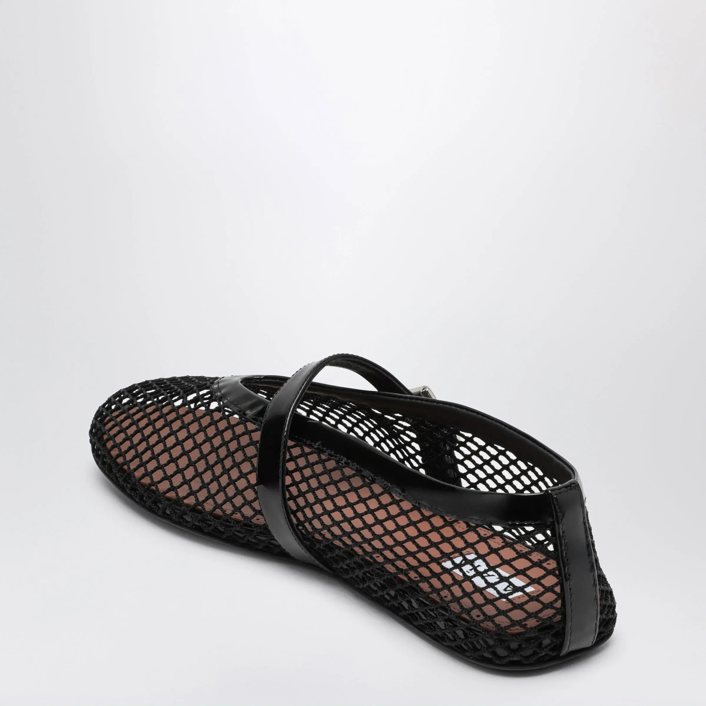 Flat Mesh Ballerina Flats In Patent Leather, Black sold by Wanan Luxury product image thumbnail 2