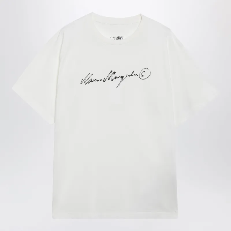 White T-Shirt With Logo Print made by Maison Margiela