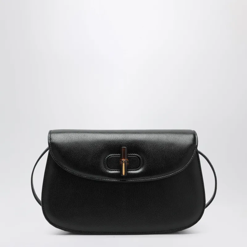Black Leather Bag With Bamboo Closure made by Gucci
