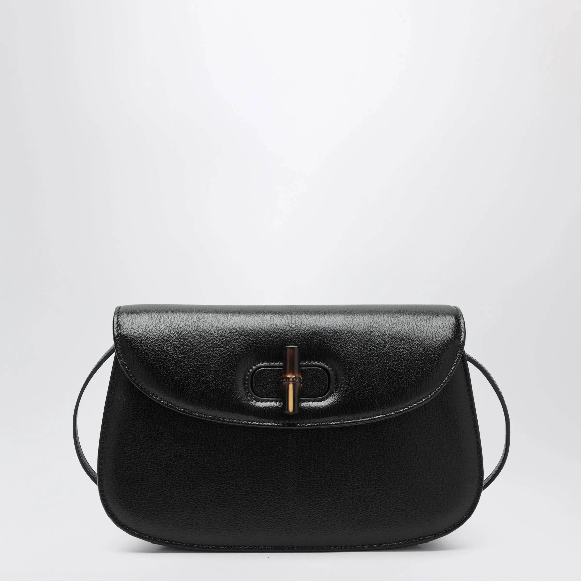 Black Leather Bag With Bamboo Closure sold by Wanan Luxury