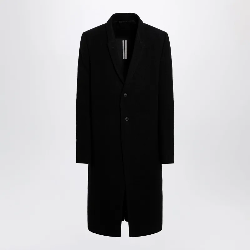 Black Single-Breasted Wool Coat made by Rick Owens