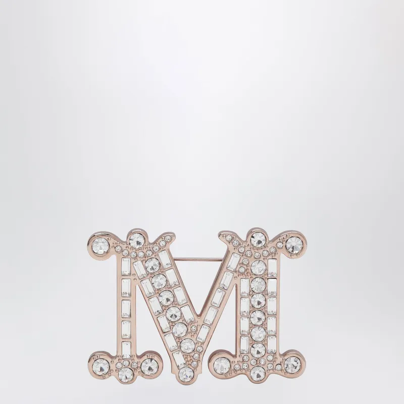 Monogram Brooch With Micro Crystals In Metal, Crystal made by MaxMara