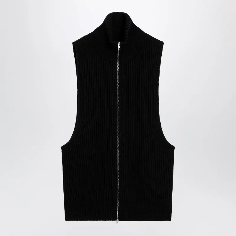 Black Wool Zip Vest made by Maison Margiela