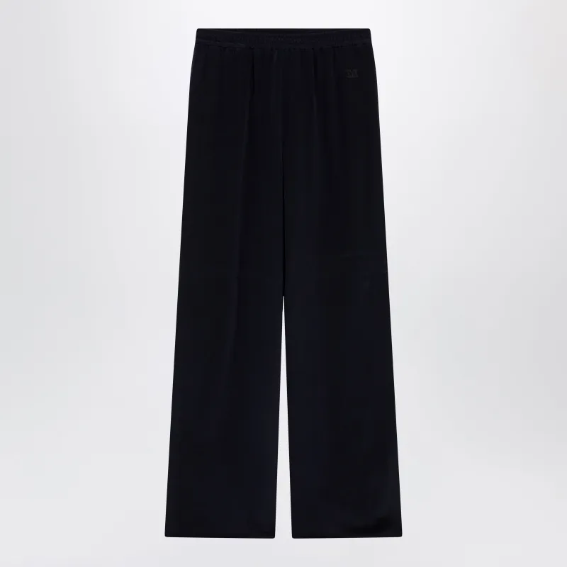 Navy Blue Silk Relaxed Trousers made by MaxMara