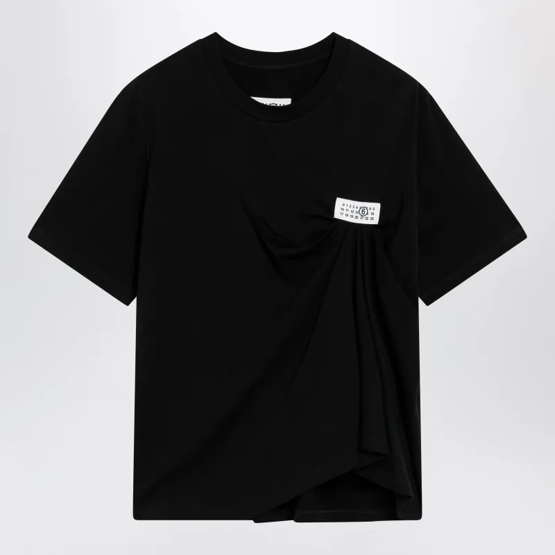 Black Draped T-Shirt With Logo Patch made by Maison Margiela