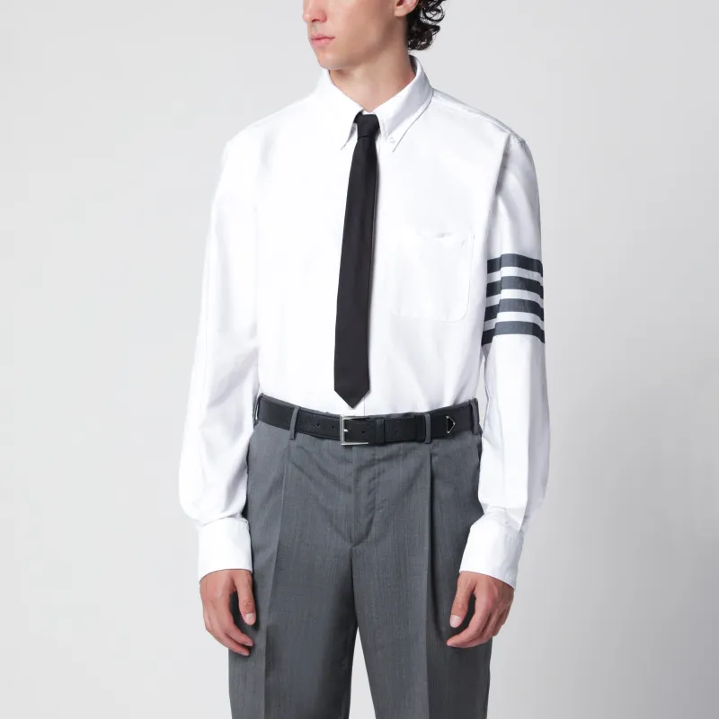 White Cotton Button-Down Shirt made by Thom Browne