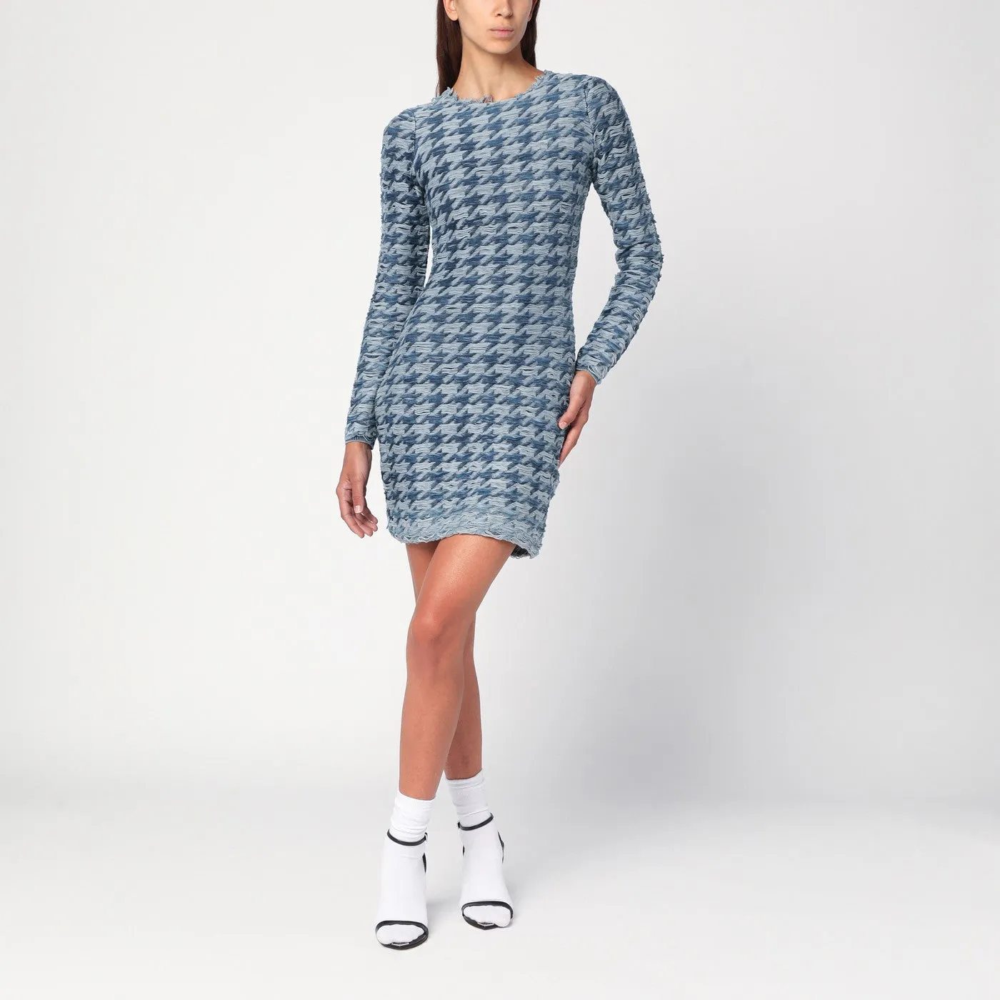 Blue/Light Grey Patterned Dress sold by Wanan Luxury