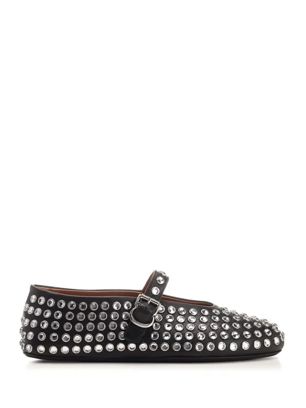Rhinestone Mesh Ballerina Scarpe Basse White made by Alaia