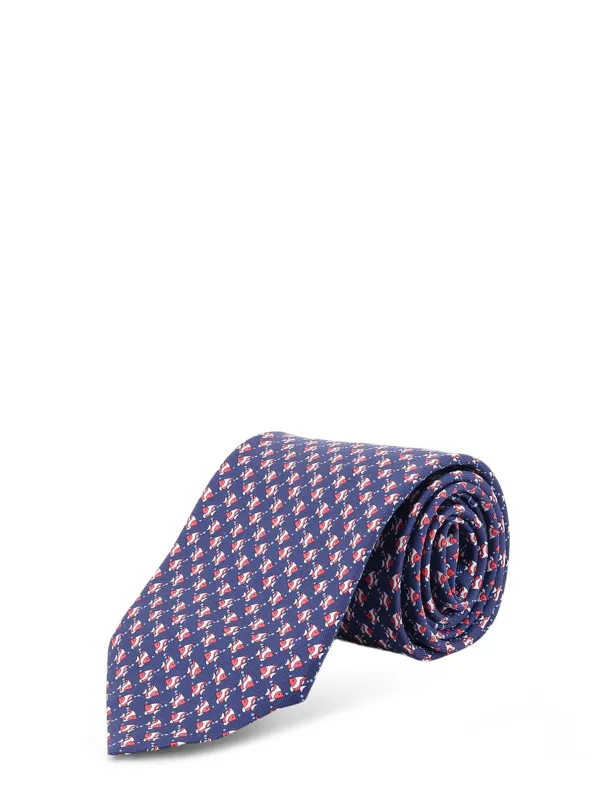 Cyrus Silk Tie With Shark Print made by Salvatore Ferragamo