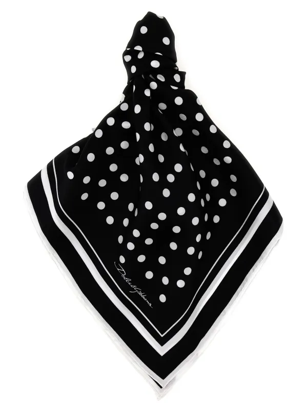 Polka Dot Scarf Scarves And Foulards White/Black made by Dolce & Gabanna