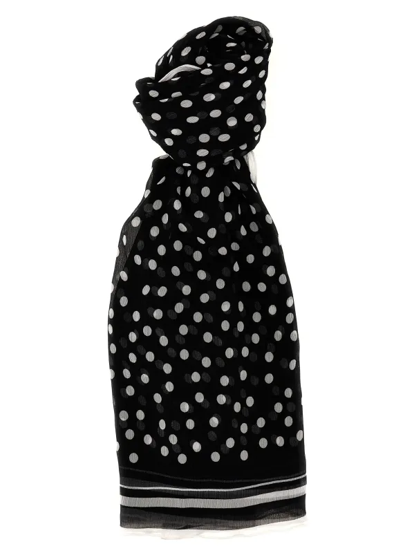 Polka Dot Chiffon Scarf Scarves And Foulards White/Black made by Dolce & Gabanna