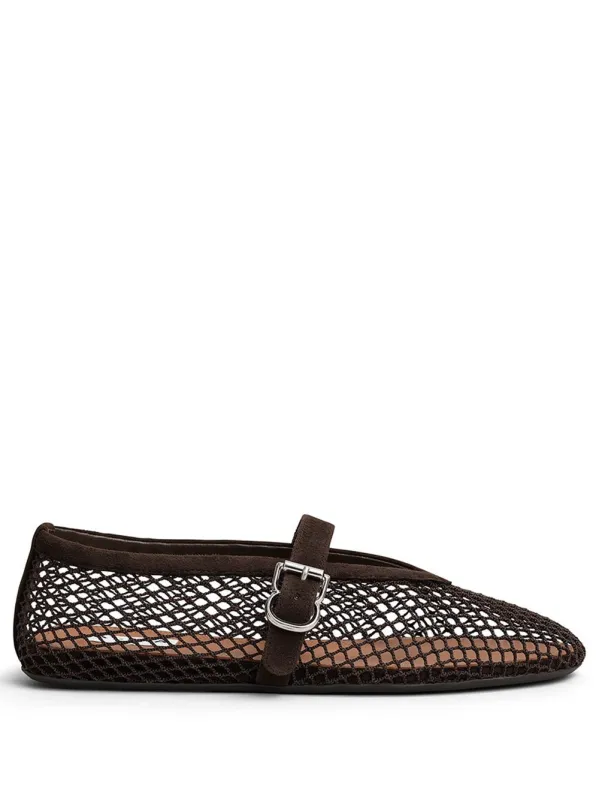 Suede Ballet Flats In Fishnet made by Alaia