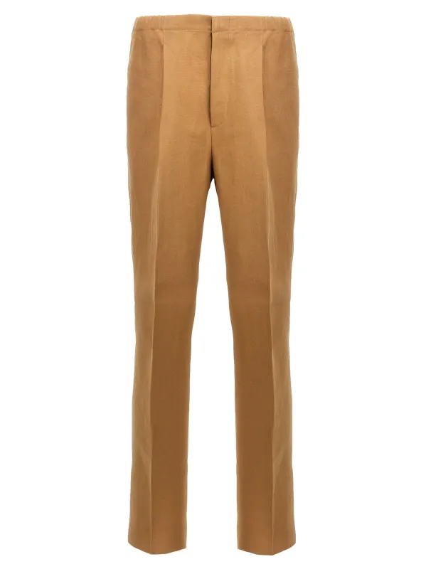 Paper Canvas Pants Beige made by Fendi
