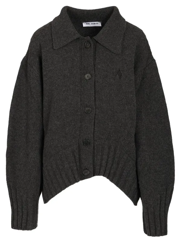 Cardigan With Embroidered Logo Knitwear Grey made by The Attico