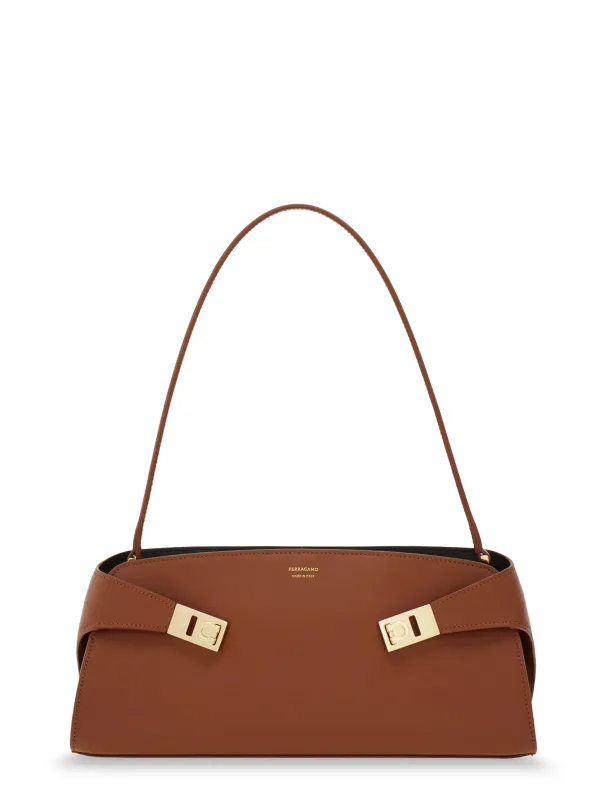 Hug East-West Leather Shoulder Bag made by Salvatore Ferragamo