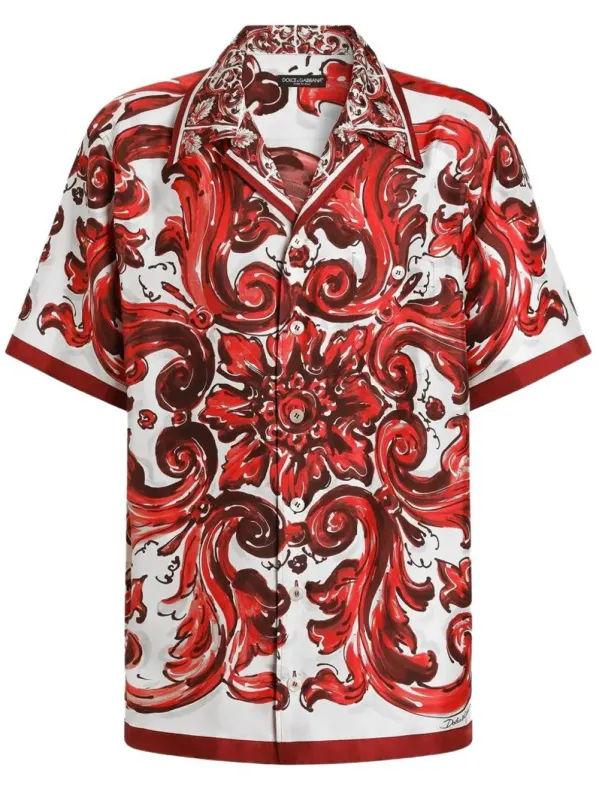 Hawaii Silk Twill Shirt With Maiolica Print made by Dolce & Gabanna