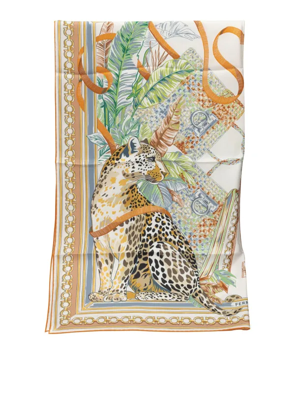 Feline Sciarpe & Foulard Orange made by Salvatore Ferragamo