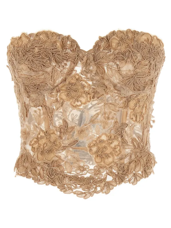 Lace Bustier Top Tops Beige made by Ermanno Scervino
