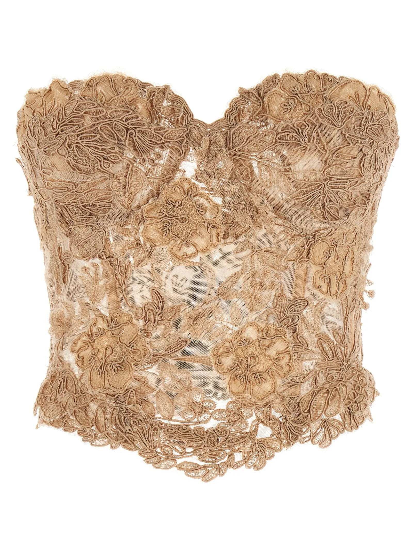 Lace Bustier Top Tops Beige sold by Wanan Luxury
