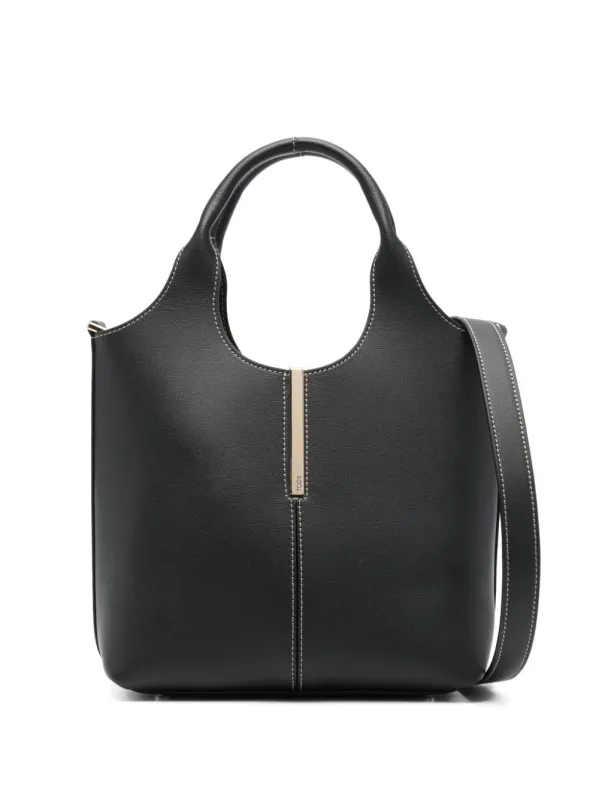 Leather Mini Tote Bag With Branded Metal Bar Accessory made by Tod's