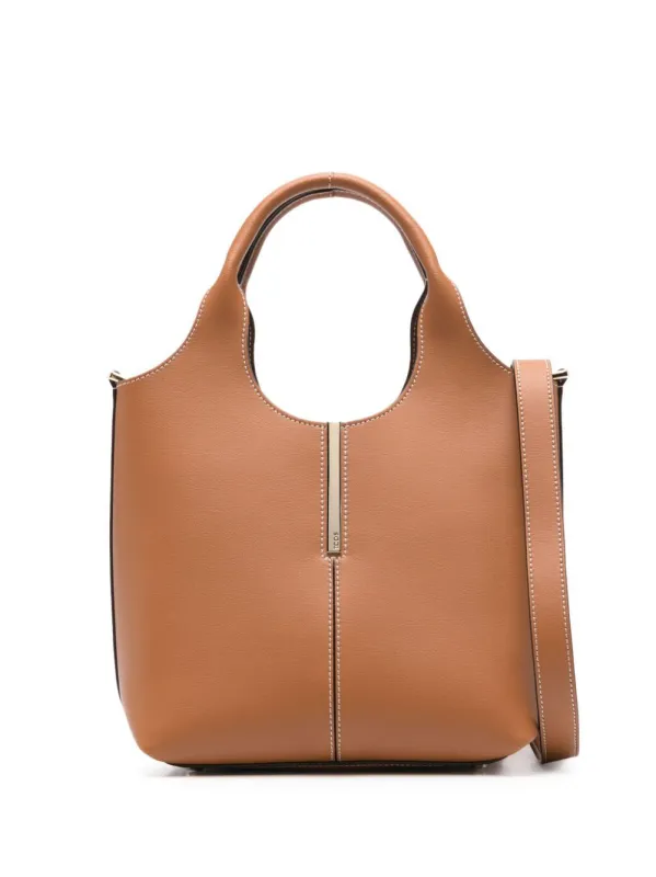 Leather Mini Tote Bag With Branded Metal Bar Accessory made by Tod's