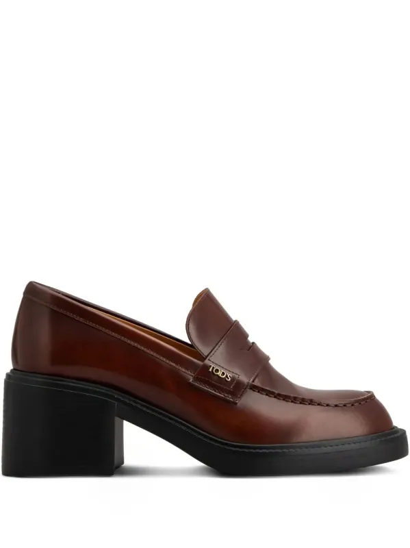 Leather Heeled Penny Loafers made by Tod's