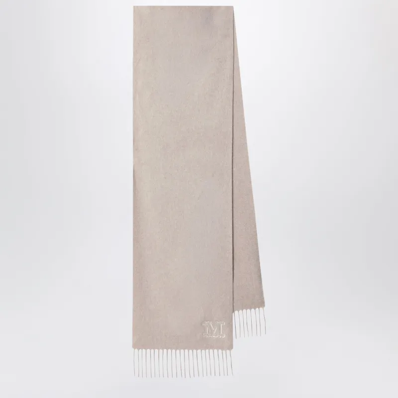 Sand-Colored Cashmere Scarf With Embroidered Logo made by MaxMara