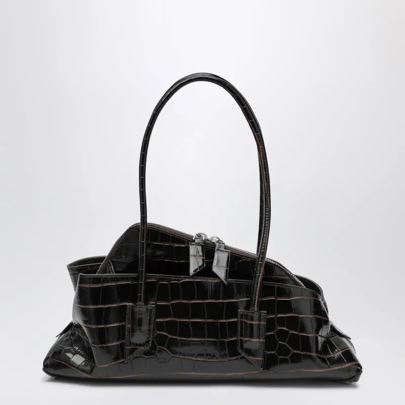 La Passeggiata Small Bag In Coffee Crocodile-Print Leather made by The Attico