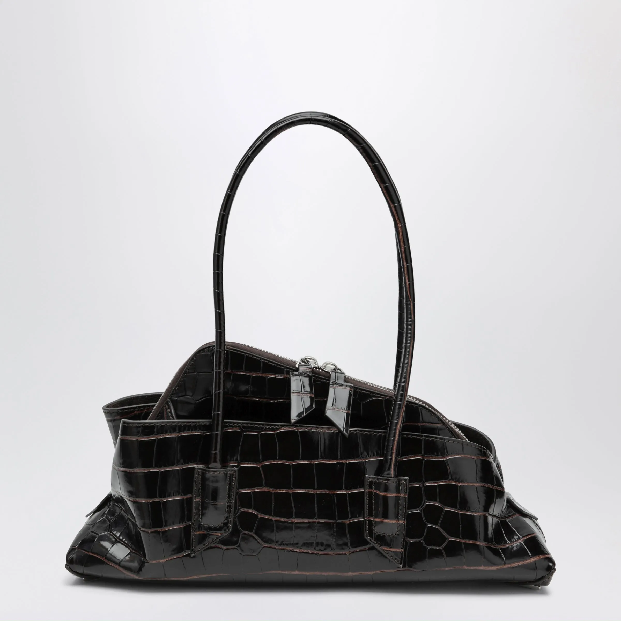 La Passeggiata Small Bag In Coffee Crocodile-Print Leather sold by Wanan Luxury