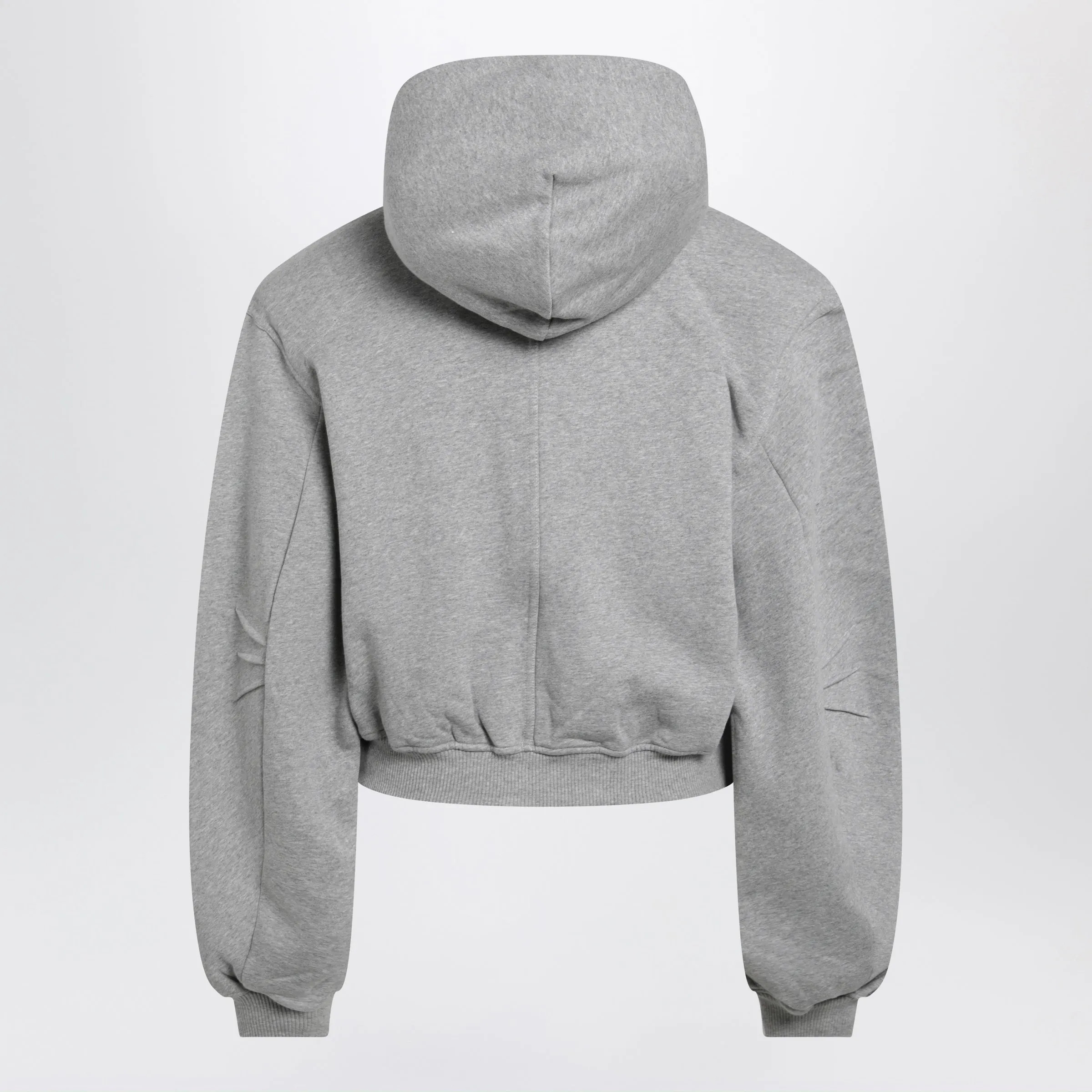 Boxy Zip-Up Hoodie In Melange Grey Cotton sold by Wanan Luxury product image thumbnail 2