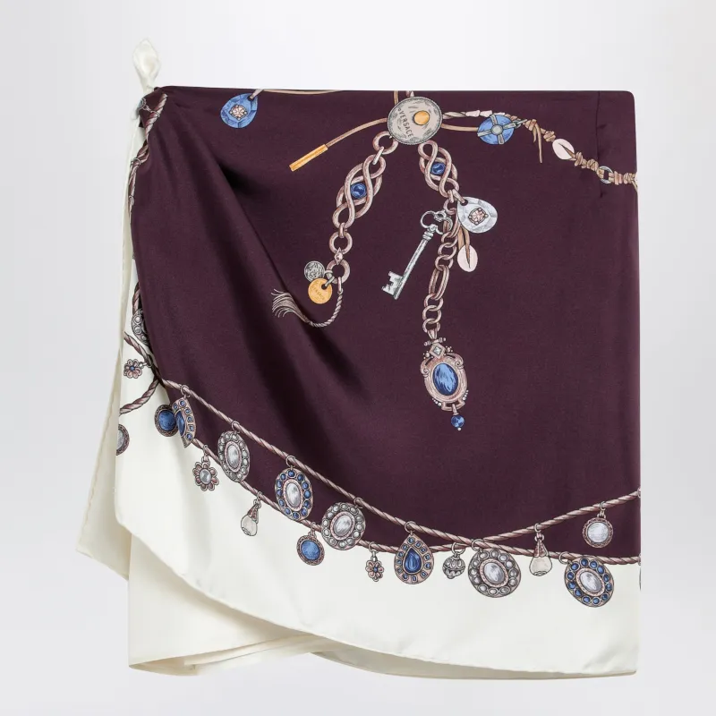 Stolen Jewels Printed Silk Twill Mini Skirt In Burgundy made by Versace
