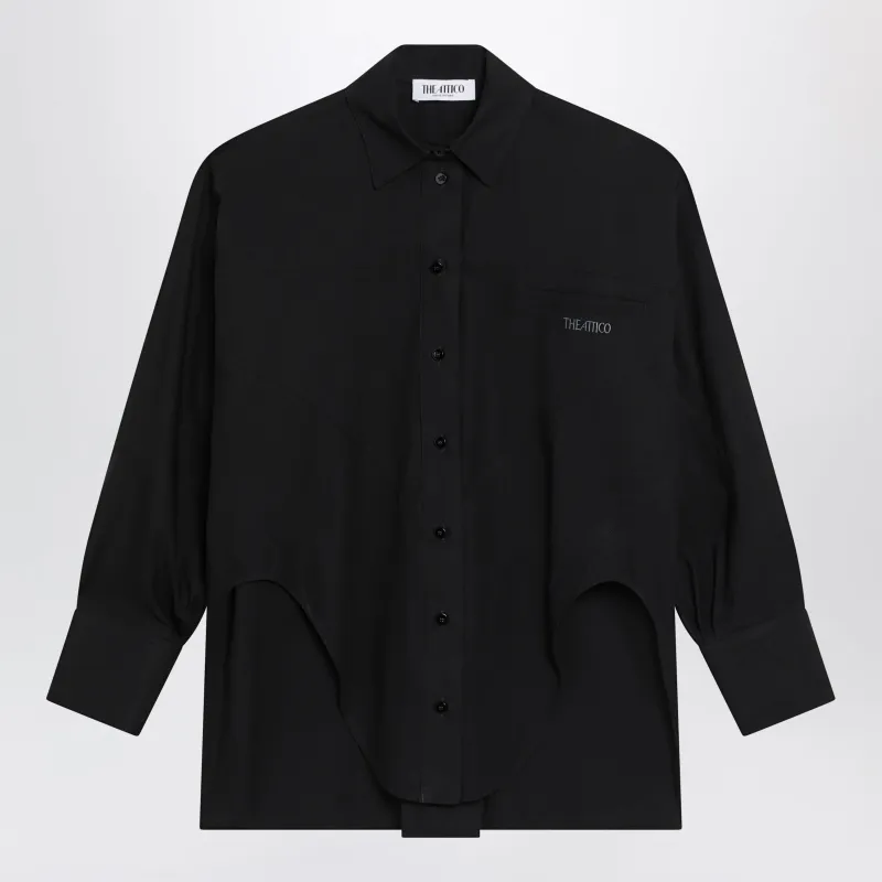 Black Cotton Shirt With Logo made by The Attico