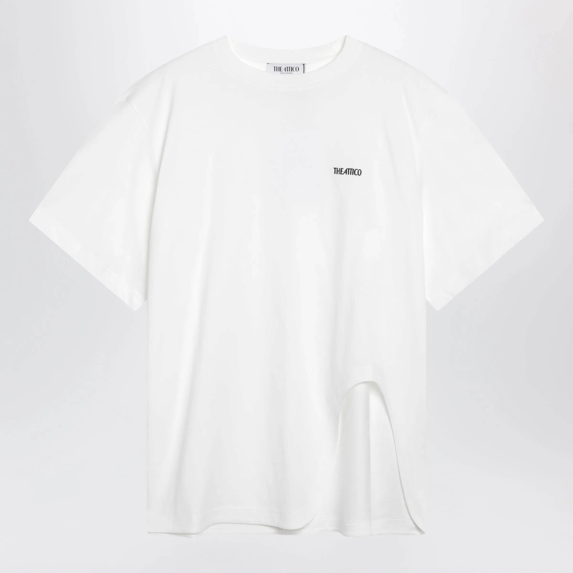 Oversized Cotton Jersey T-Shirt With Cutout Hem, White sold by Wanan Luxury