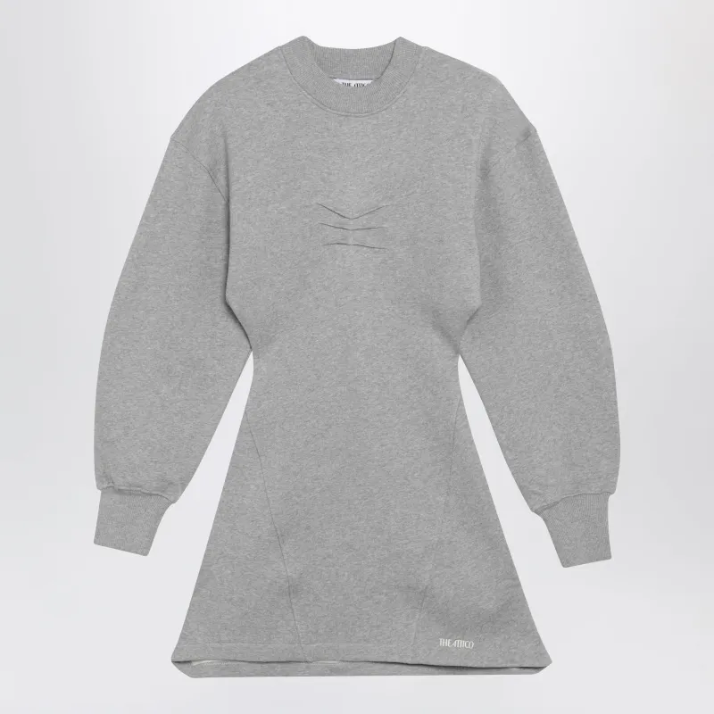 Melange Cotton Jersey Mini Dress In Grey made by The Attico