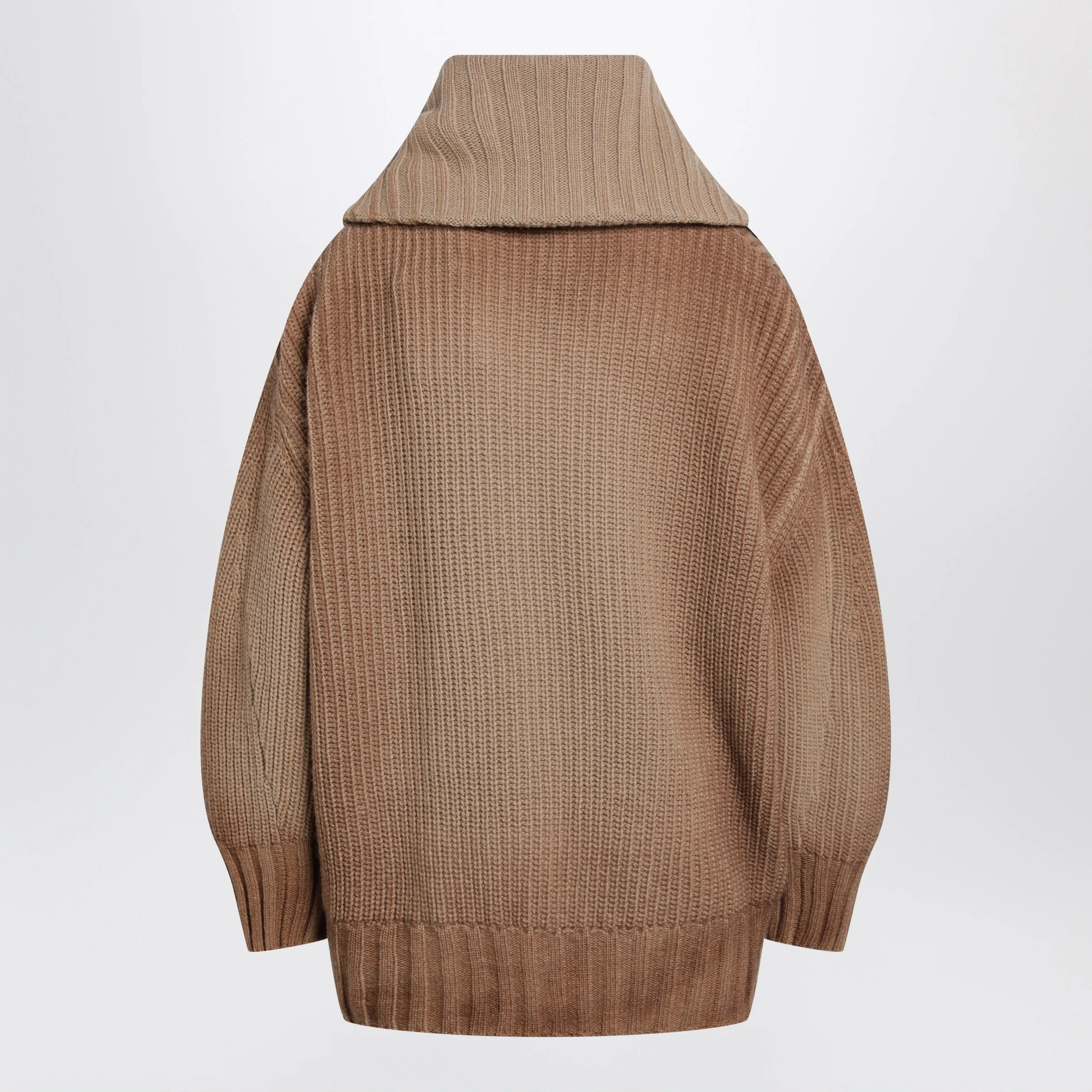 Camel Wool And Cashmere Sweater With Asymmetric Zip sold by Wanan Luxury product image thumbnail 2