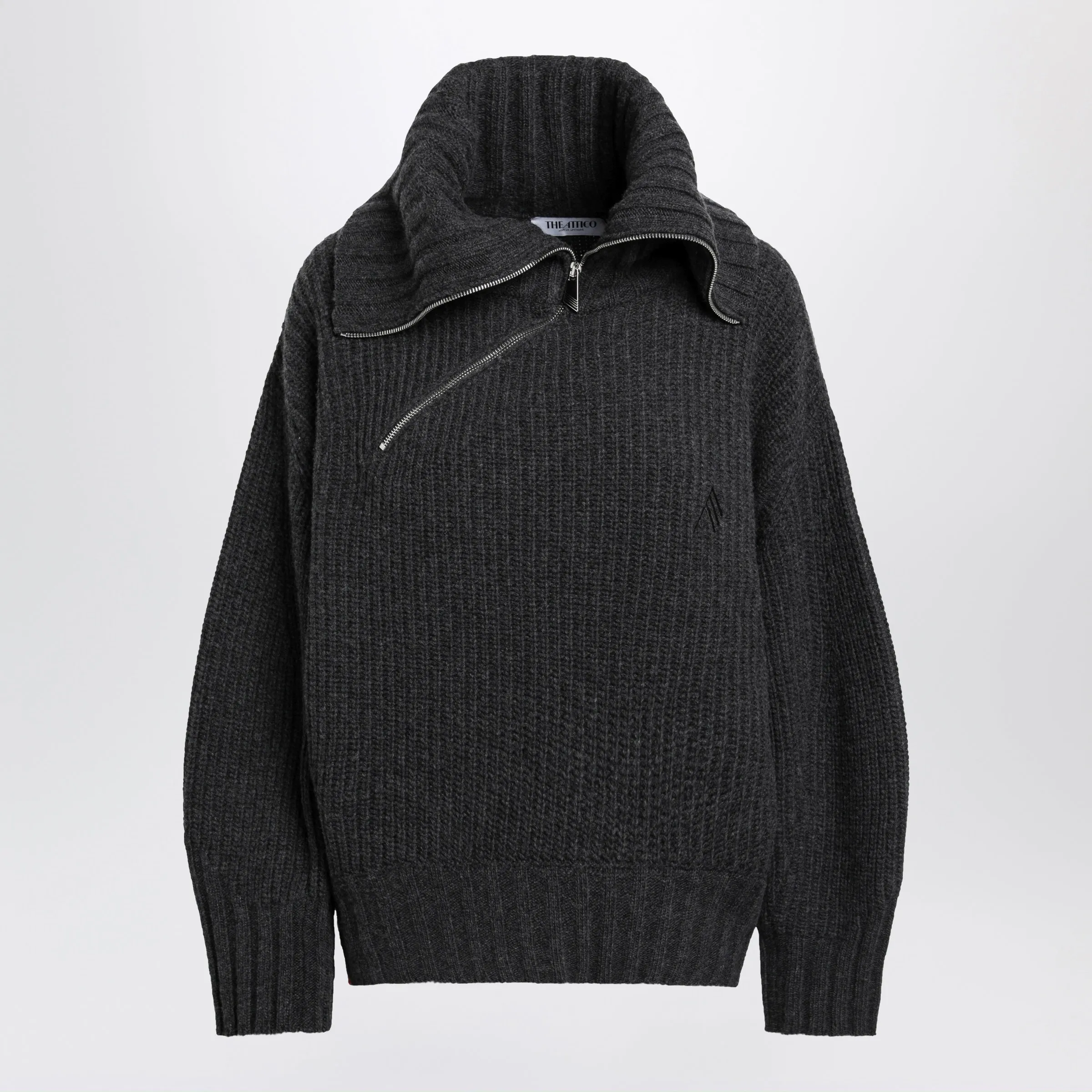 Dark Grey Wool And Cashmere Sweater With Zip sold by Wanan Luxury