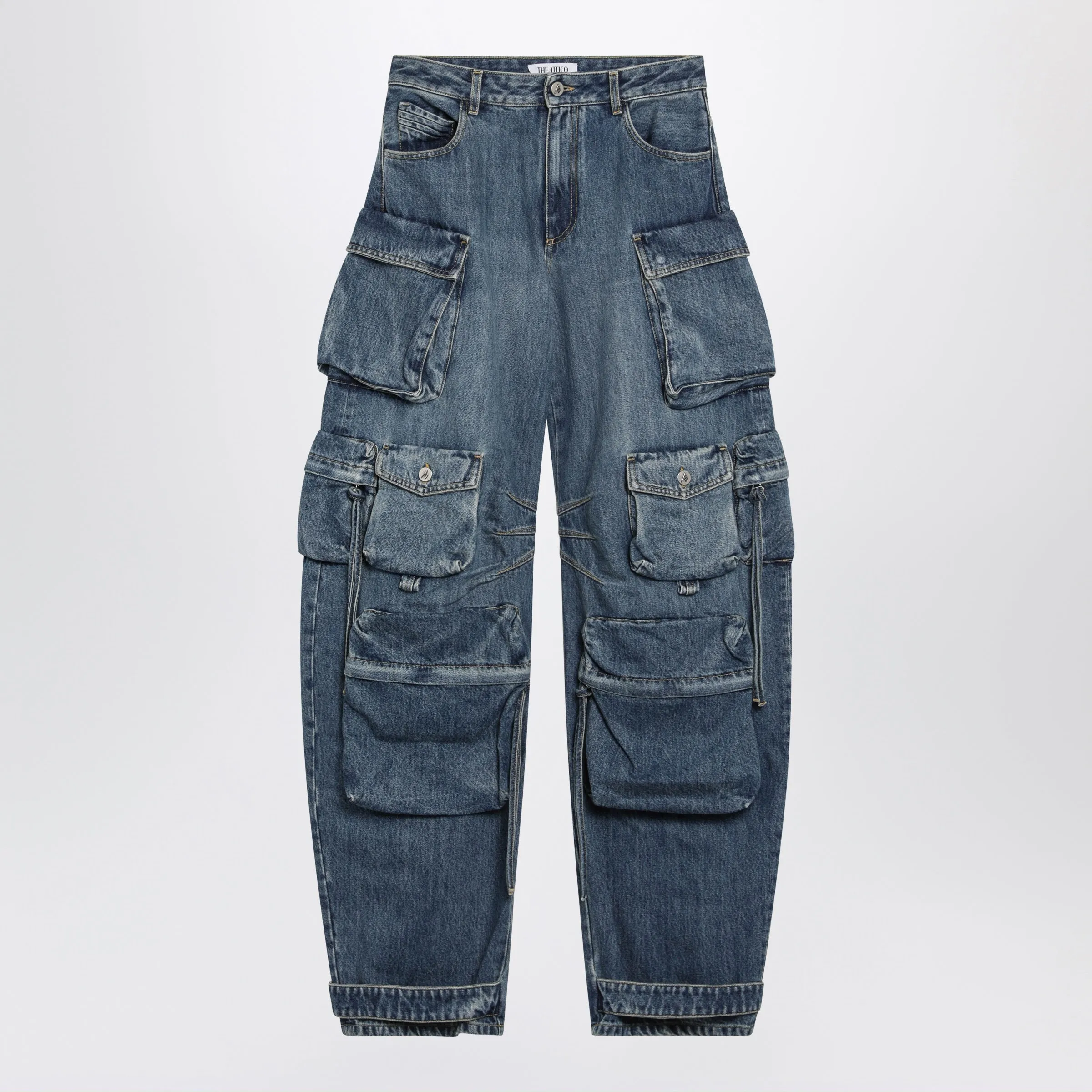 Fern Washed Blue Cargo Trousers sold by Wanan Luxury