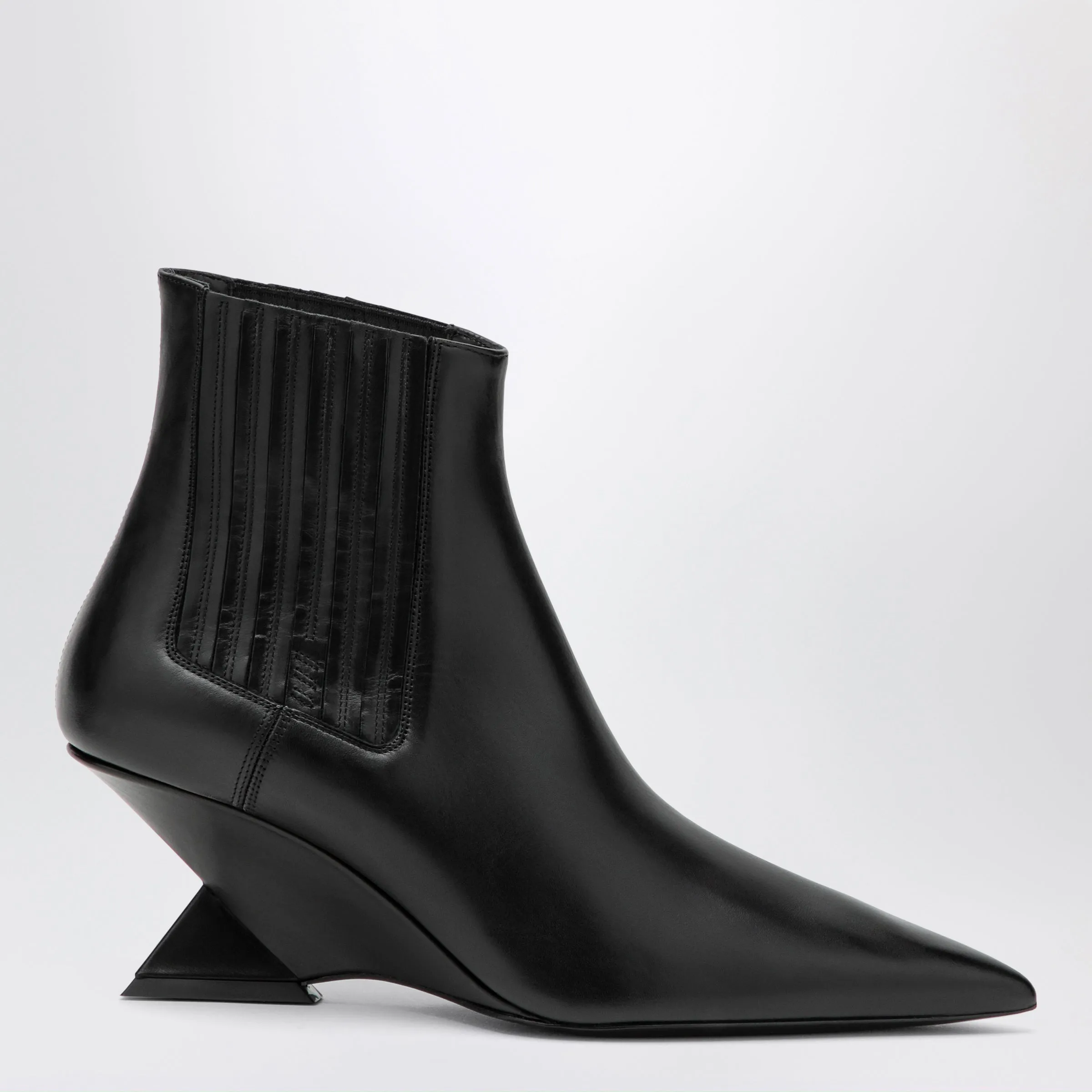 Cheope Wedge-Heel Ankle Boots In Black Calfskin sold by Wanan Luxury