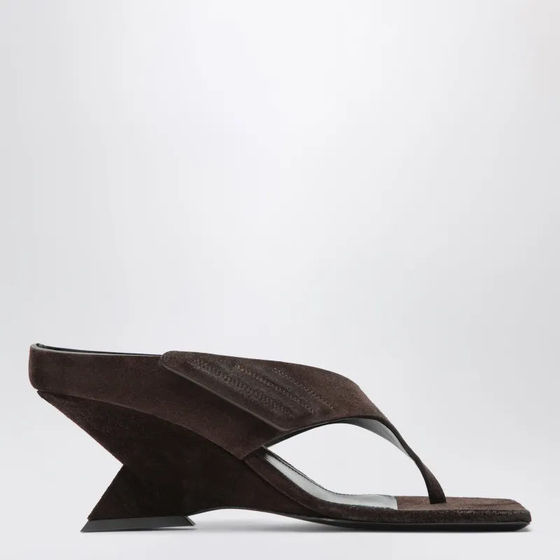 Cheope Suede Thong Sandals In Dark Brown made by The Attico