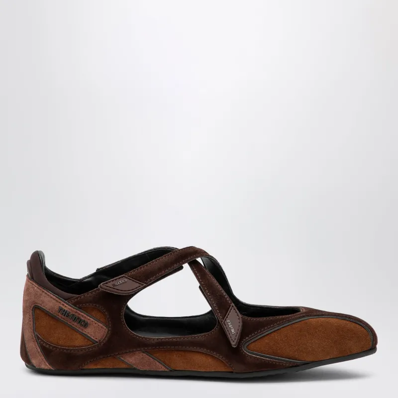 Floor 01 Suede Ballerina-Sneaker Flats In Brown made by The Attico