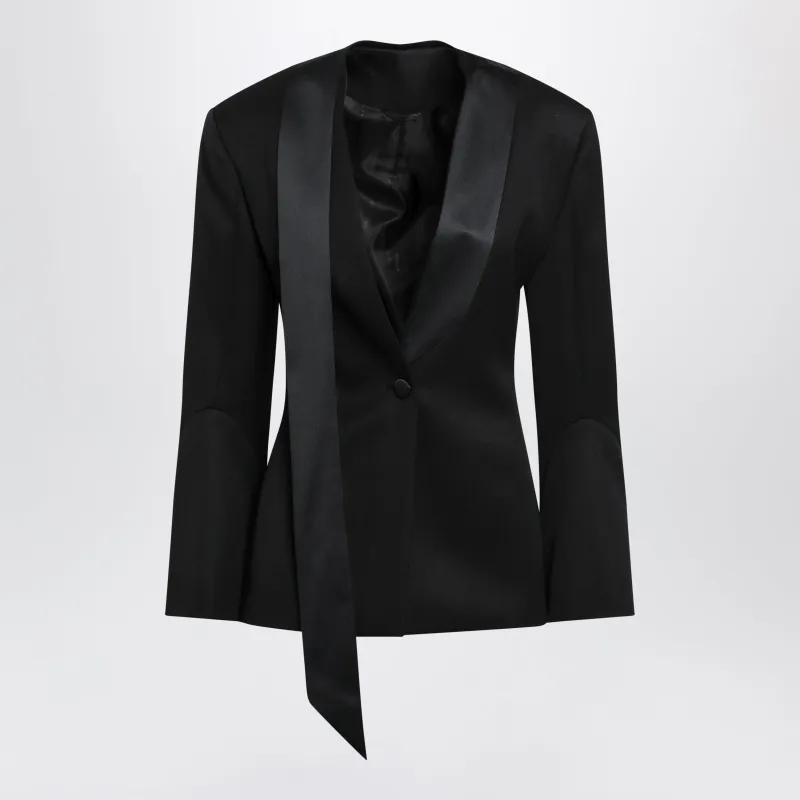 Black Virgin Wool Tuxedo Jacket With Satin Lapels made by The Attico