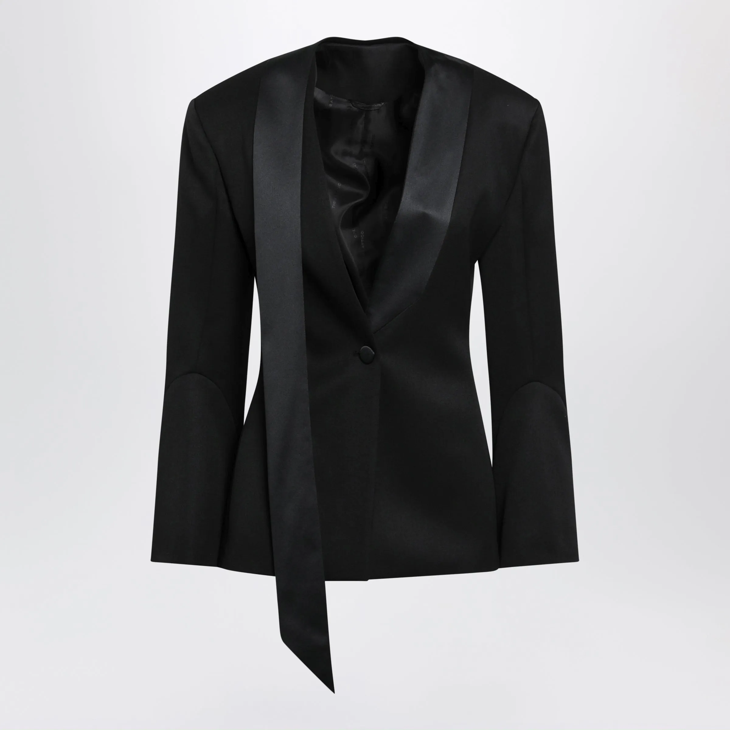 Black Virgin Wool Tuxedo Jacket With Satin Lapels sold by Wanan Luxury