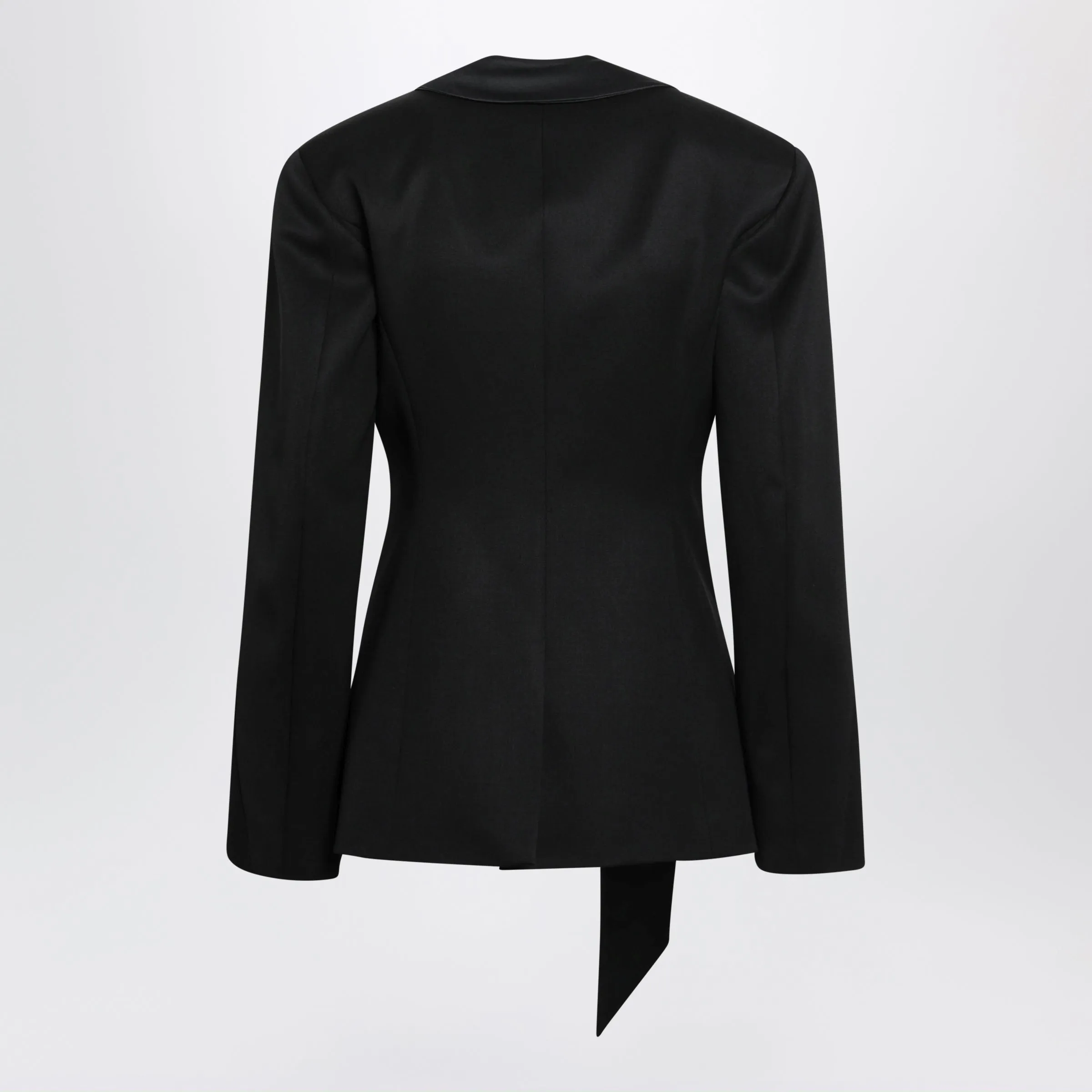Black Virgin Wool Tuxedo Jacket With Satin Lapels sold by Wanan Luxury product image thumbnail 2