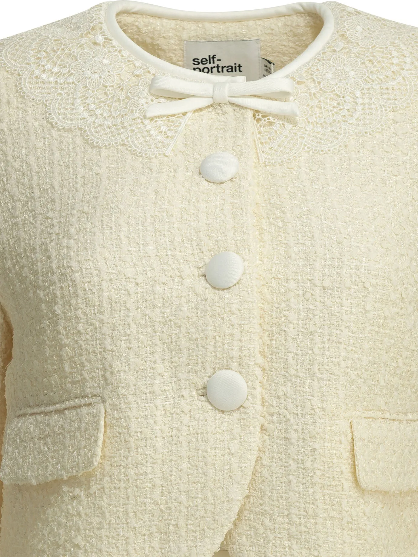 Bouclé Blazer With Lace Details Jackets And Coats White sold by Wanan Luxury product image thumbnail 3