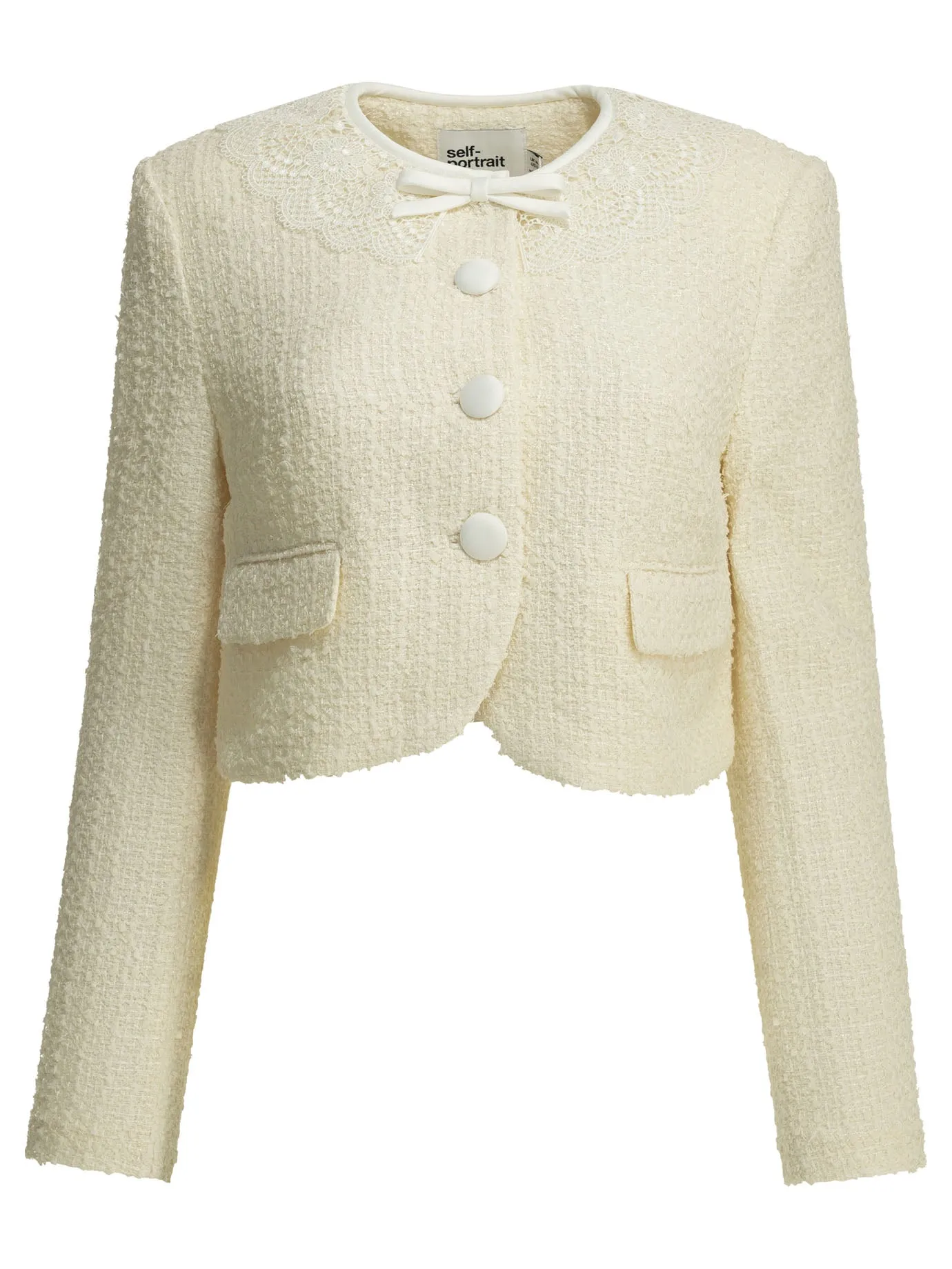 Bouclé Blazer With Lace Details Jackets And Coats White sold by Wanan Luxury