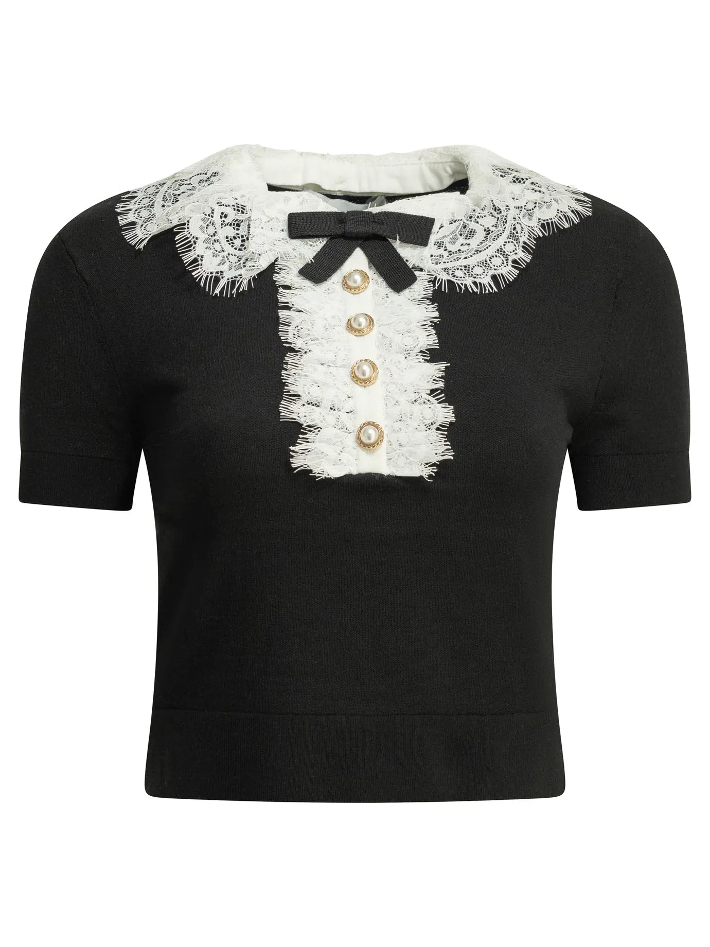 Sweater With Lace Collar Knitwear Black sold by Wanan Luxury