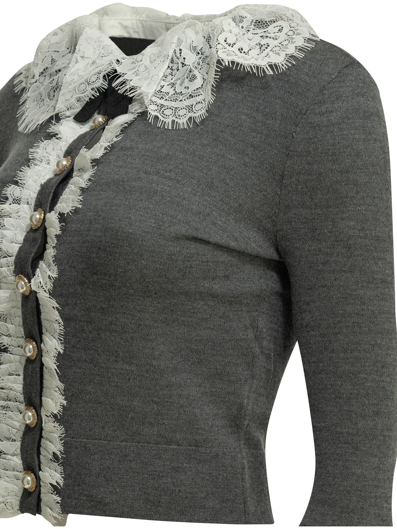 Sweater With Lace Collar Knitwear Grey sold by Wanan Luxury product image thumbnail 4