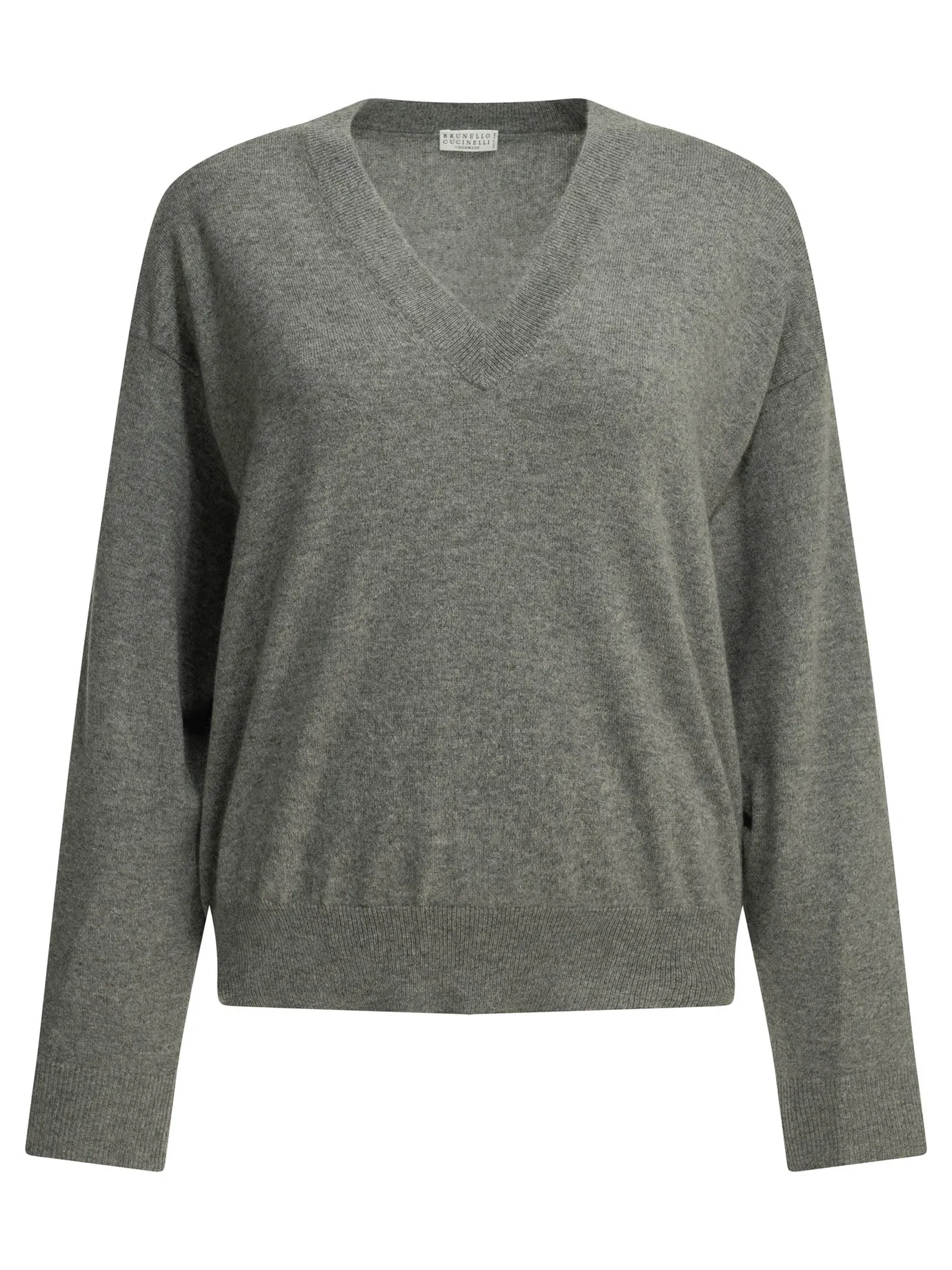 Cashmere V-Neck Sweater Knitwear Grey sold by Wanan Luxury
