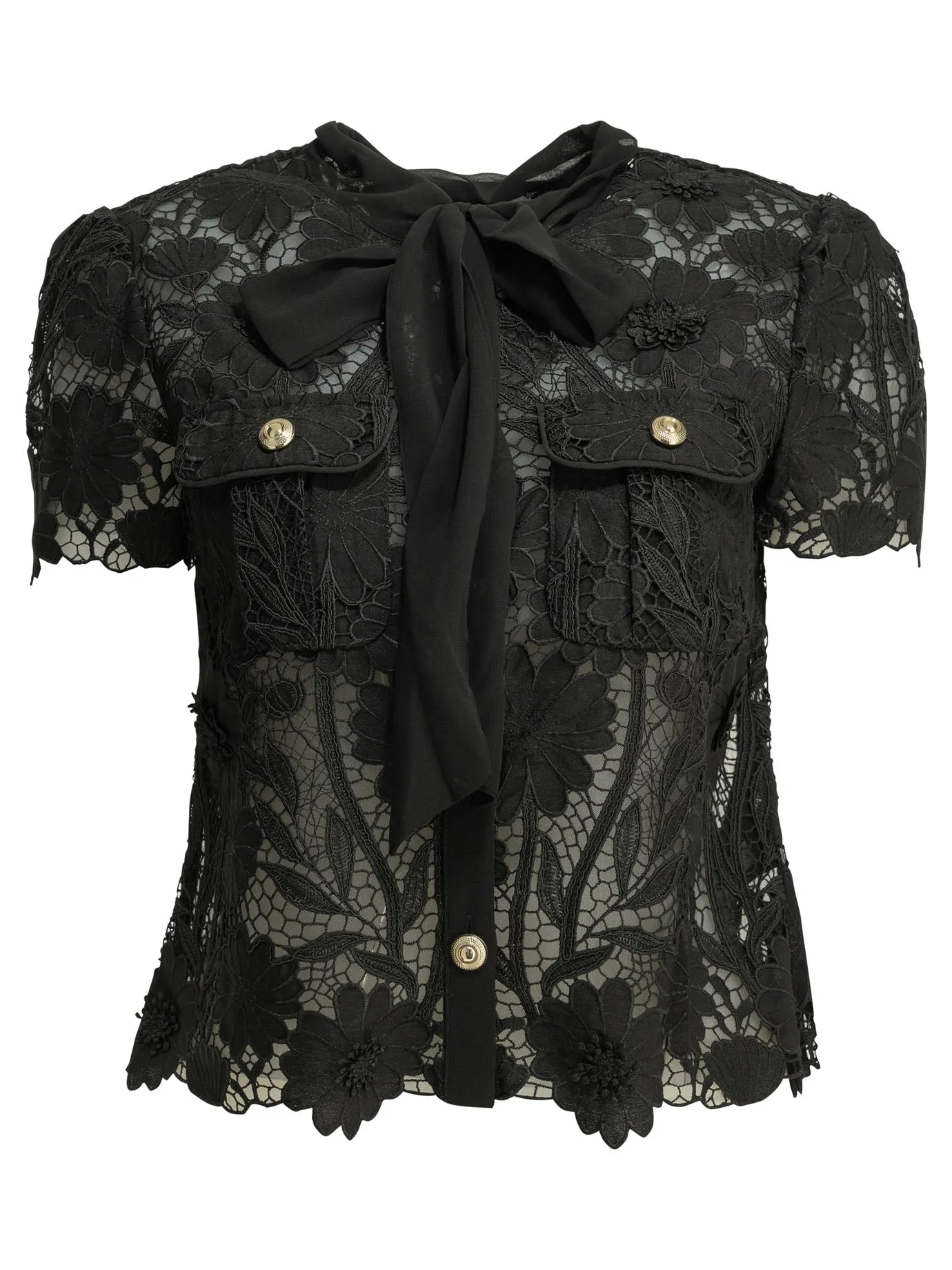 Lace Blouse Shirts Black sold by Wanan Luxury